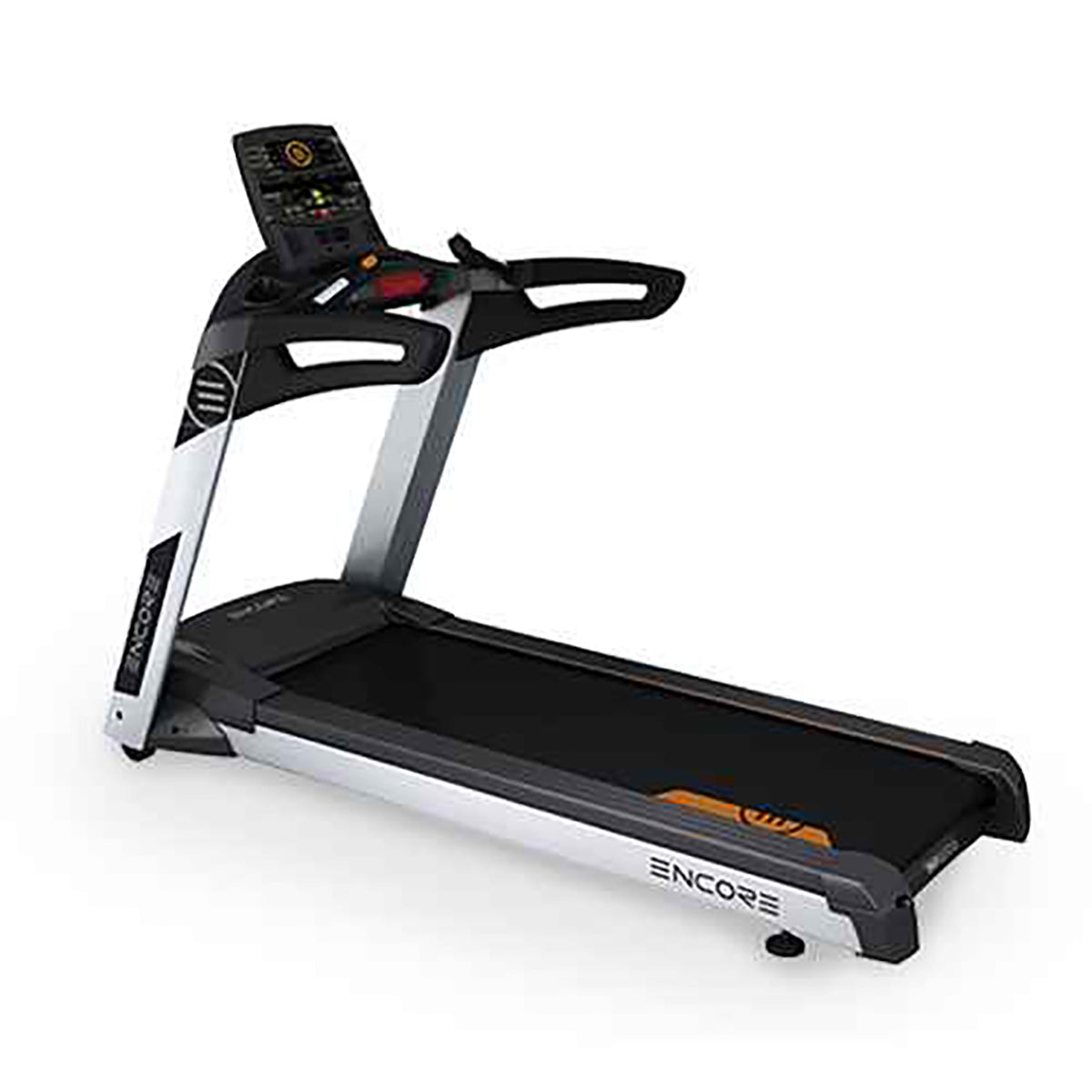 Encore Treadmill GG-T-010 in white and black. Full view of the machine