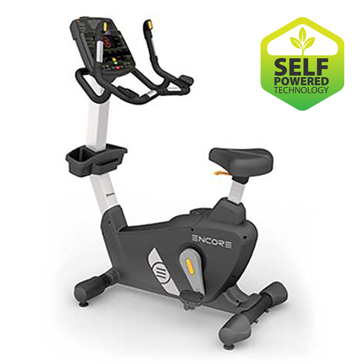 Encore Upright Bike GG-UB-010 in black. full view of the machine