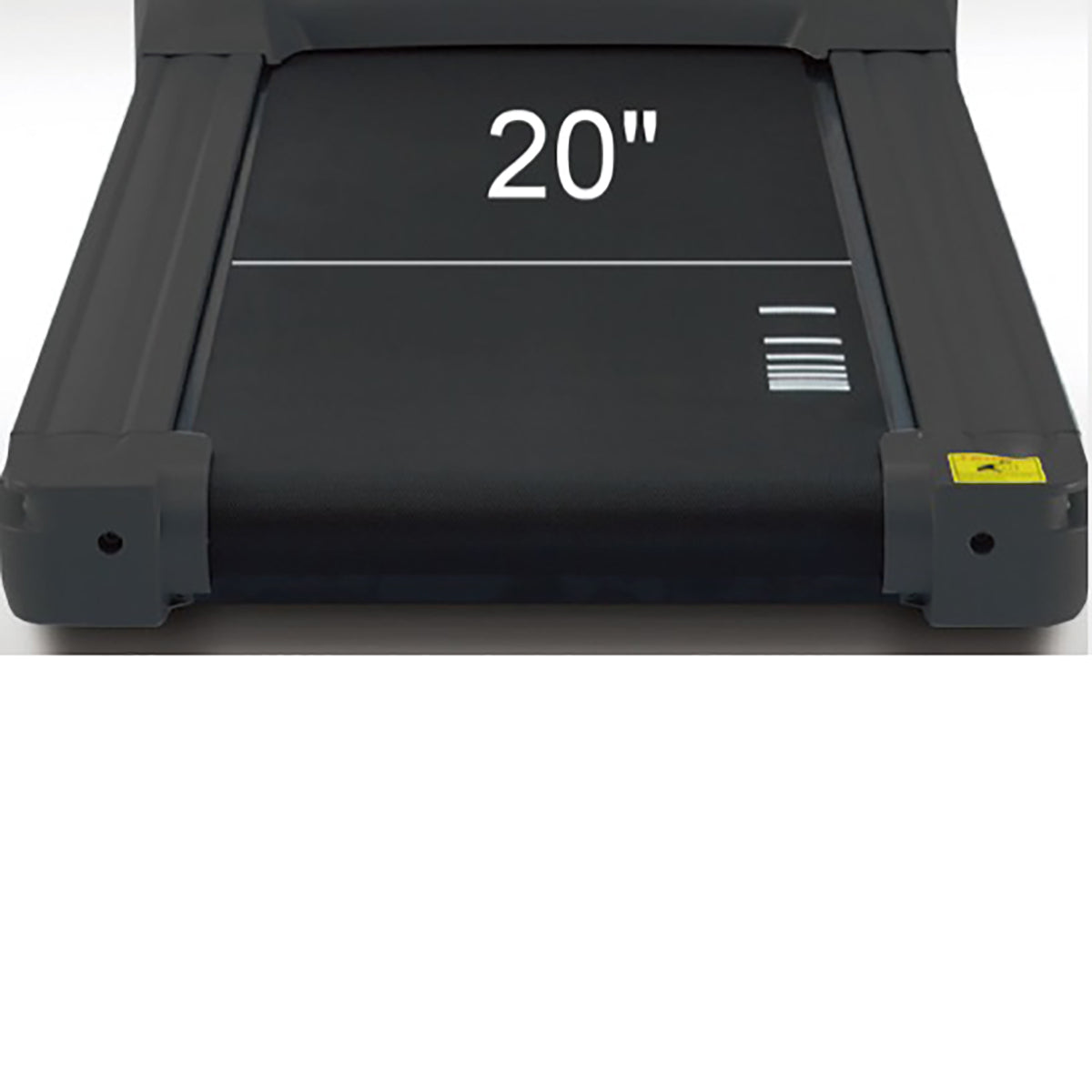 Gym gear T95 Rehabilitation Treadmill GG-T-005 in black. Close up of the running belt and showing the width of it