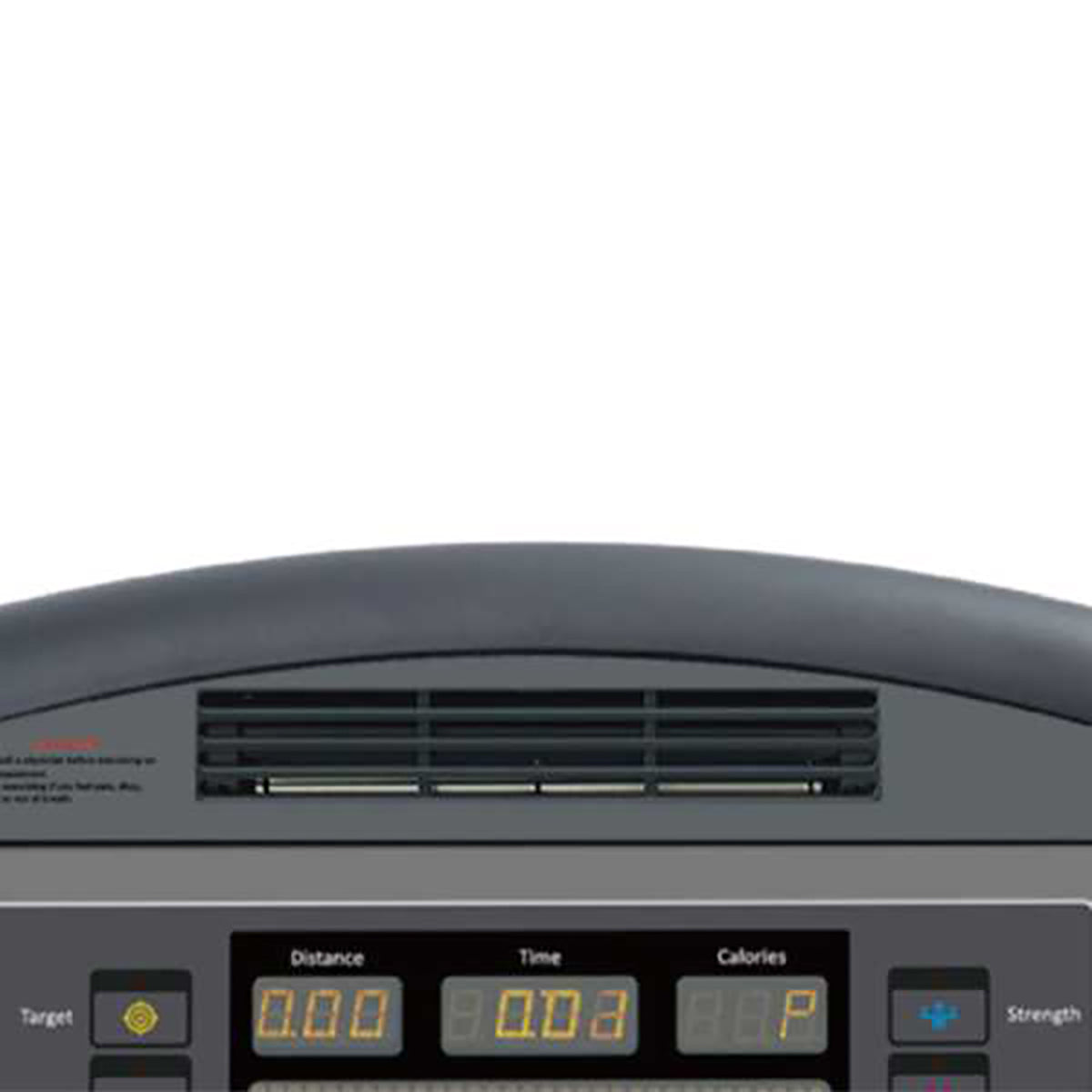 Gym Gear T97 Commercial Treadmill GG-T-003 in black. Close up of the built in fan cooler