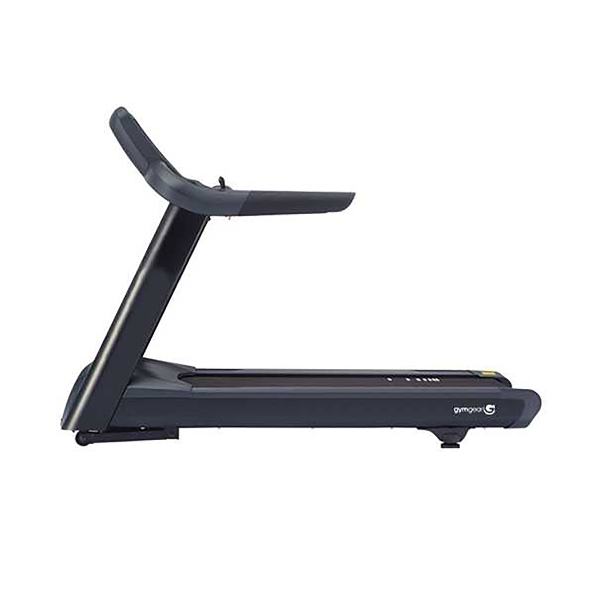 Gym Gear T98 Treadmill GG-T-002 in black. Full view of the side